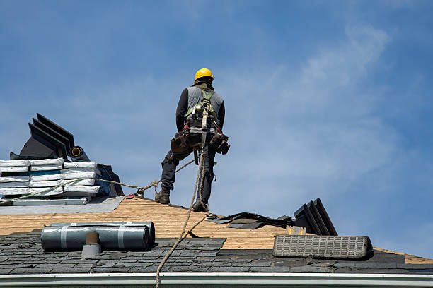 Professional Gutter Installation technician working in Christine, ND